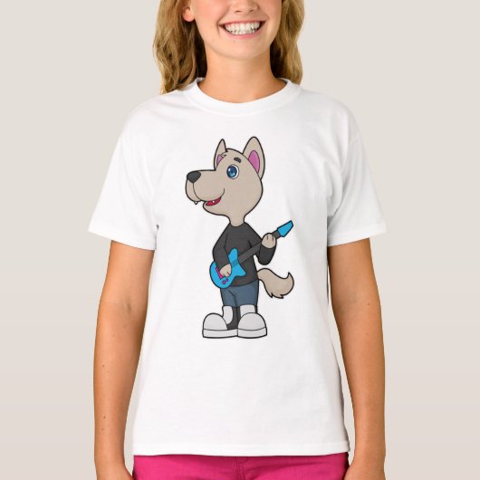 Dog Musician Gitarre T-Shirt (Vorderseite)