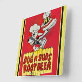 Dog N Suds Root Beer Clock Quadratische Wanduhr (Winkel)