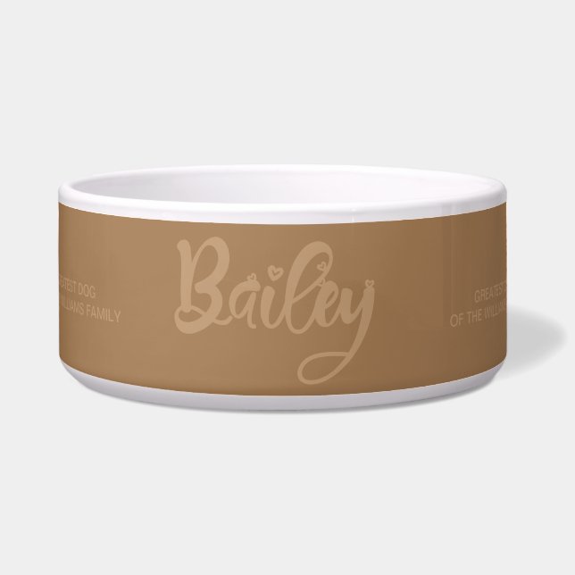 Dog Name Bailey Rustic Brown Napf (Vorderseite)