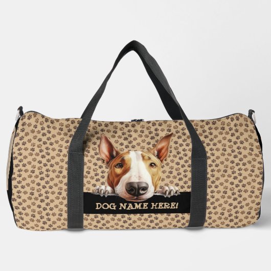 Dog-Name oder Ihr Name, Bull Terrier hinzufügen Duffle Bag (Vorderseite)