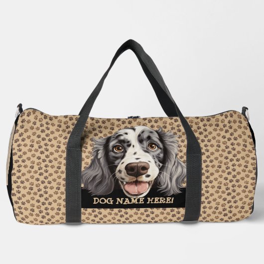 Dog-Name oder Ihr Name, englischer Setter hinzufüg Duffle Bag (Vorderseite)