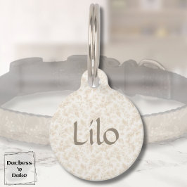 Dog Name Tag - Ivory Botanical, Personalized  Haustiermarke