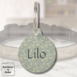 Dog Name Tag - Sage Green Botanical, Personalized  Haustiermarke