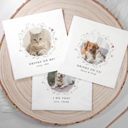 Dog Napkins Drinks on Us Elegant Wedding Serviette