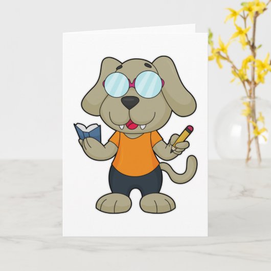 Dog Nerd Book Glasses Karte (Gelbe Blume)