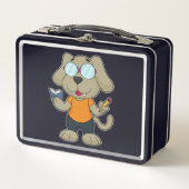 Dog Nerd Book Glasses Metall Brotdose (Vorderseite)