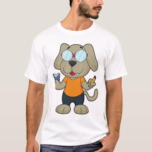Dog Nerd Book Glasses T-Shirt (Vorderseite)