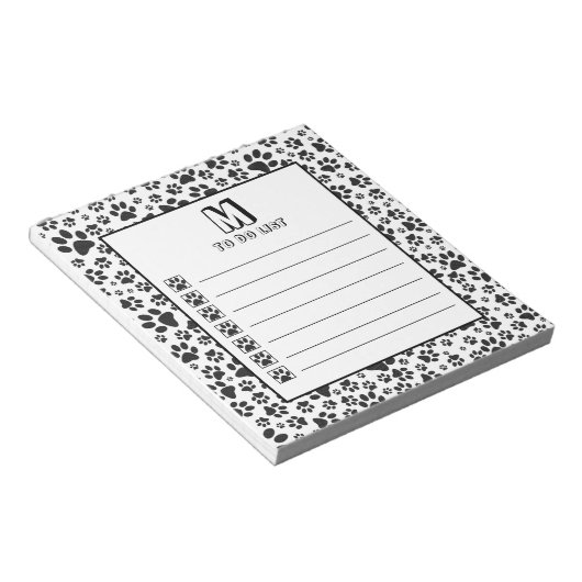 Dog Notepad Schwarz und Weiß Polka Dot Notepad Notizblock (angewinkelt)