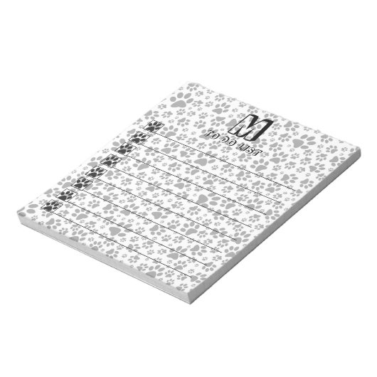 Dog Notepad Schwarz und Weiß Polka Dot Notepad Notizblock (Rotiert)