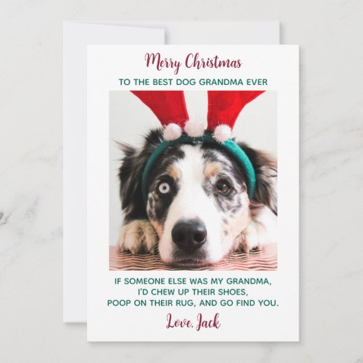 Dog Oma Funny Personalisiert Pet Foto Weihnachten (Vorderseite)