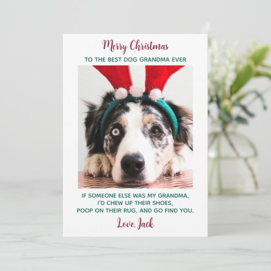Dog Oma Funny Personalisiert Pet Foto Weihnachten (Stehend Vorderseite)