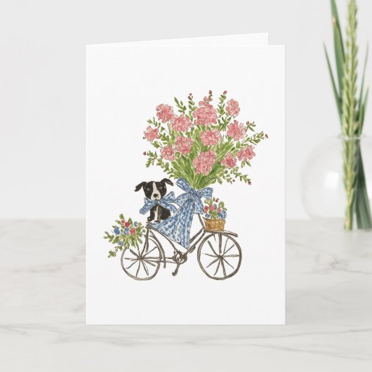 Dog on a Bike Coquette Watercolor Stationery Feiertagskarte (Vorderseite)