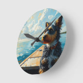 Dog on a boat runde wanduhr (Winkel)