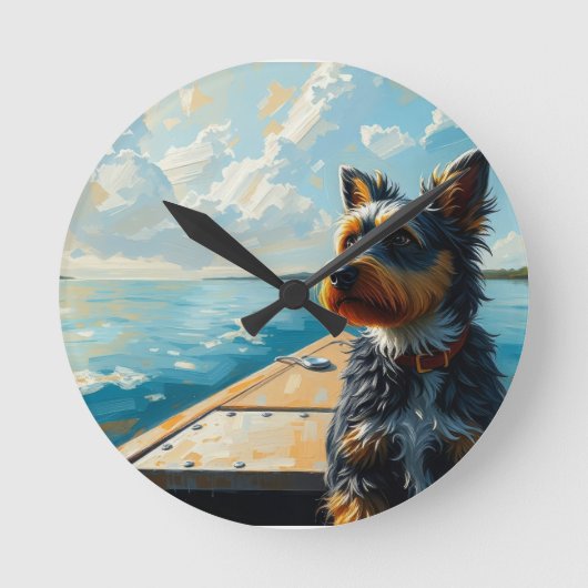 Dog on a boat runde wanduhr (Vorderseite)