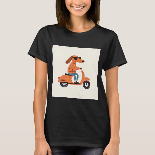 Dog on Scooter - Funny and Stylish Illustration T-Shirt (Vorderseite)