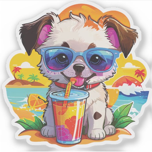 dog on the beach aufkleber (Vorderseite)