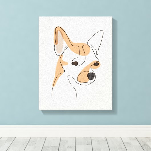 Dog One Line Zeichnend mit Farbe Leinwanddruck (Insitu (Holzboden))