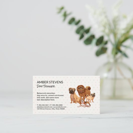 Dog Pack | Polka Dot Pattern Visitenkarte (Stehend Vorderseite)