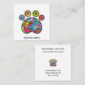 Dog Pad Folk Art Template Quadratische Visitenkarte (Vorne/Hinten)