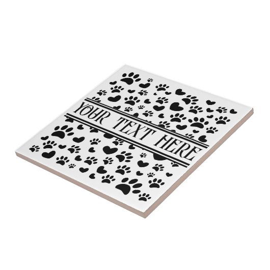 Dog Pad Print und Herz mit Individuelle Name Fliese (Seite)
