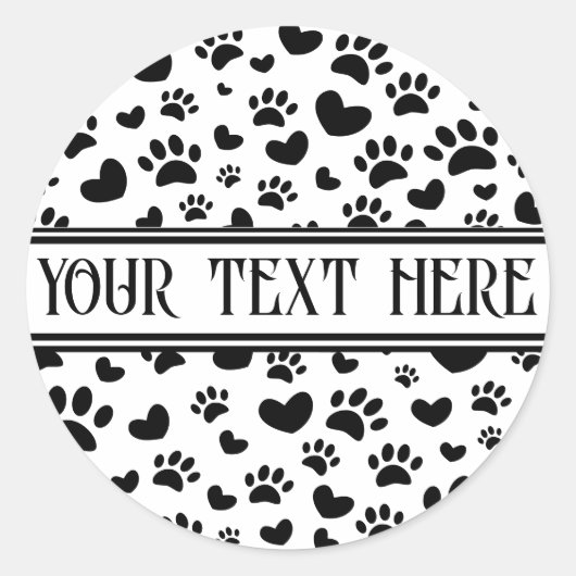 Dog Pad Print und Herz mit Individuelle Name Runder Aufkleber (Vorderseite)