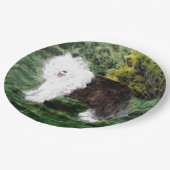 Dog Painting Old English Sheepdog Pappteller (Schrägansicht)