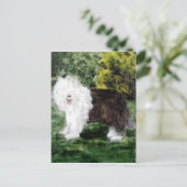 Dog Painting Old English Sheepdog Postkarte (Stehend Vorderseite)