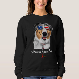 Dog Papa Welpe Vater Miniaturamerikanischer Schäfe Sweatshirt