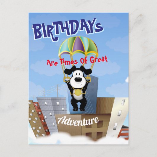 Dog Paratrooper City Postcard Postkarte (Vorderseite)