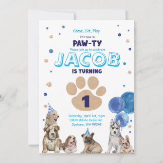 Dog Party Einladung für Jungen