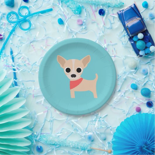 Dog Party Turquoise Chihuahua Dinner Paper Plates Pappteller (Party)