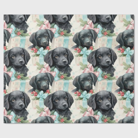 Dog Pastel Holiday Black Lab Geschenkpapier (Flach)