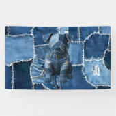 Dog Patchwork Art Denim Banner (Horizontal)