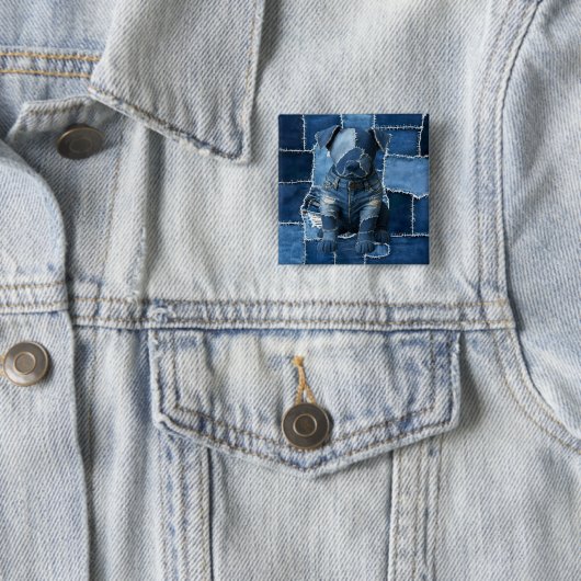 Dog Patchwork Art Denim Button (Beispiel)