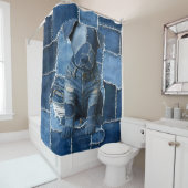 Dog Patchwork Art Denim Duschvorhang (Beispiel)