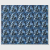 Dog Patchwork Art Denim Geschenkpapier (Flach)