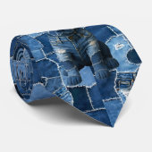 Dog Patchwork Art Denim Krawatte (Gerollt)