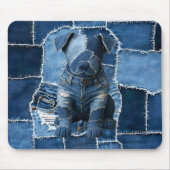 Dog Patchwork Art Denim Mousepad (Vorne)