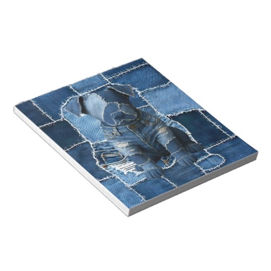 Dog Patchwork Art Denim Notizblock (angewinkelt)
