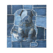 Dog Patchwork Art Denim Notizblock (Vorderseite)