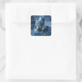Dog Patchwork Art Denim Quadratischer Aufkleber (Tasche)