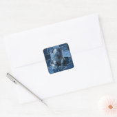 Dog Patchwork Art Denim Quadratischer Aufkleber (Umschlag)