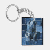 Dog Patchwork Art Denim Schlüsselanhänger (Vorderseite links)