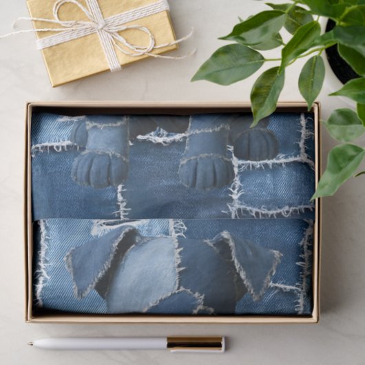 Dog Patchwork Art Denim Seidenpapier (Geschenk)