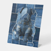 Dog Patchwork Art Denim Sockelschild (Vorderseite)