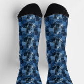 Dog Patchwork Art Denim Socken (Oben)