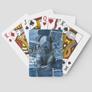 Dog Patchwork Art Denim Spielkarten