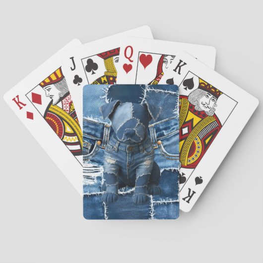 Dog Patchwork Art Denim Spielkarten (Rückseite)