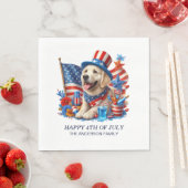 Dog Patriotic Top Hat Red White Blue Stars Streife Serviette (Beispiel)