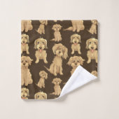 Dog Pattern Brown labradoodle goldendoodle Badhandtuch Set (Waschlappen)